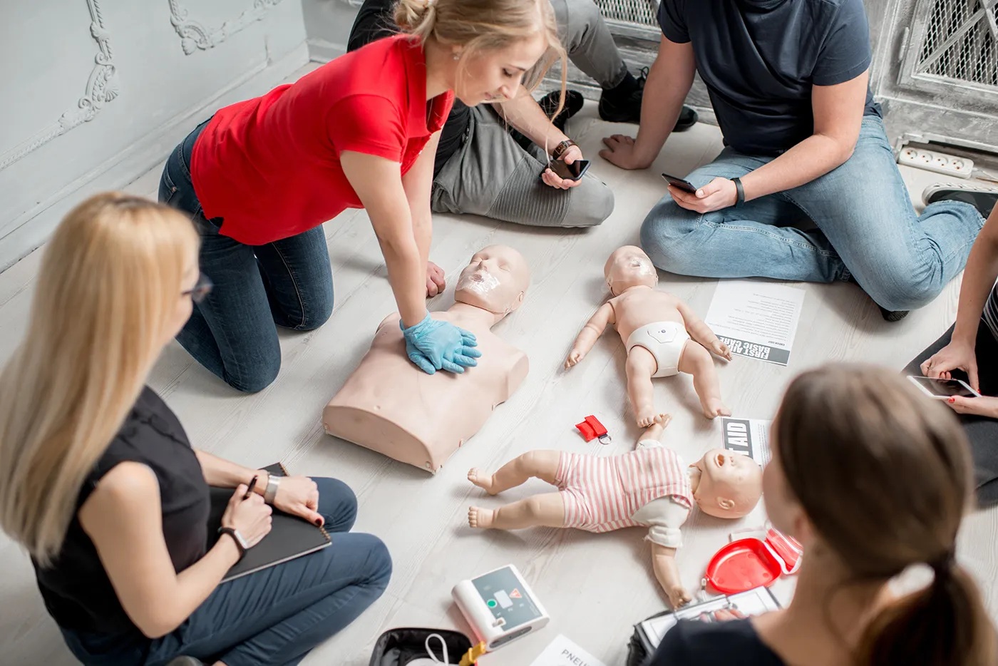 CPR private training with manikin